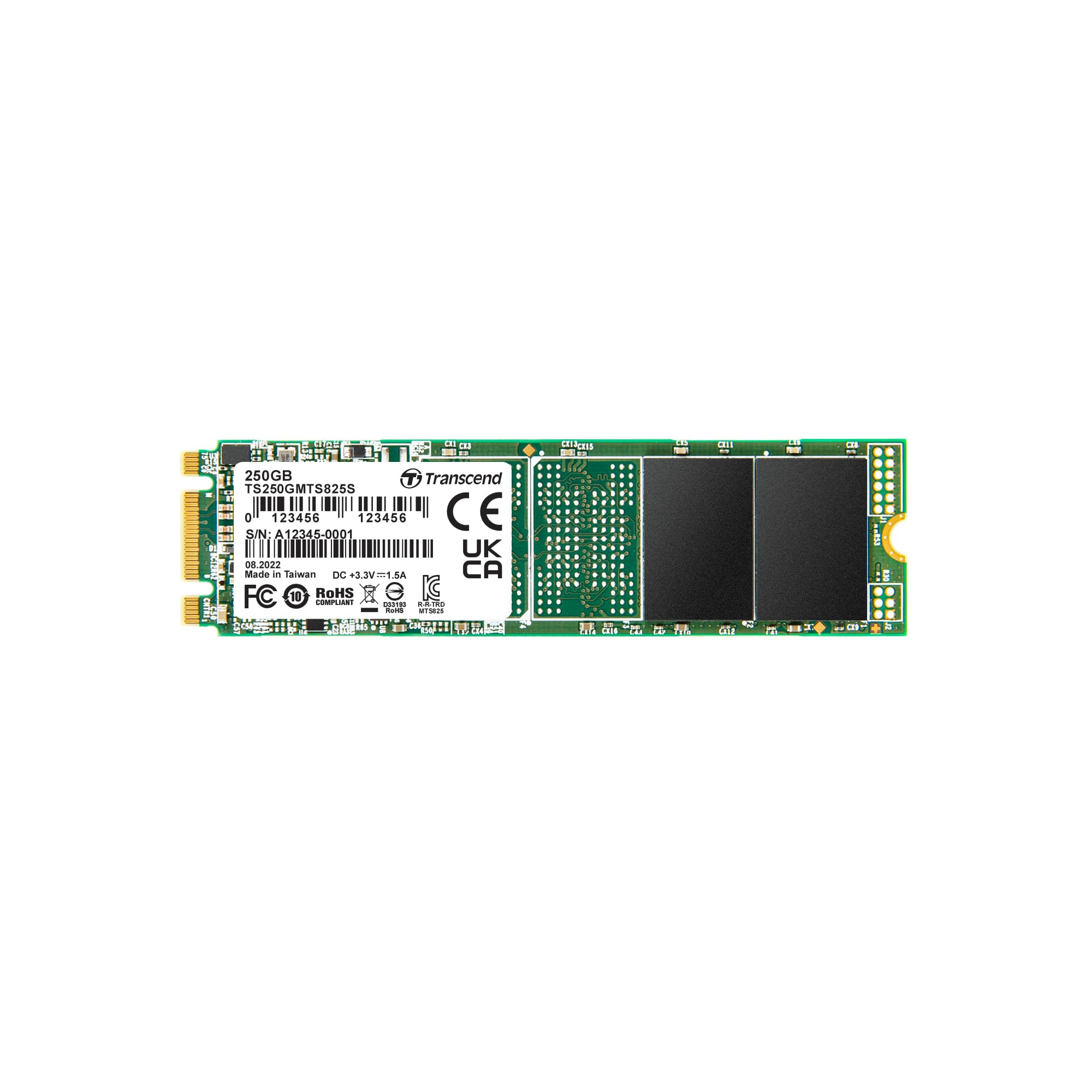 Transcend MTS825 250GB M.2 2280 SATA III SSD, Up to 500MB/s, Compatible w/Ultrabook Laptop PC Desktop, 3D TLC NAND Flash Interna