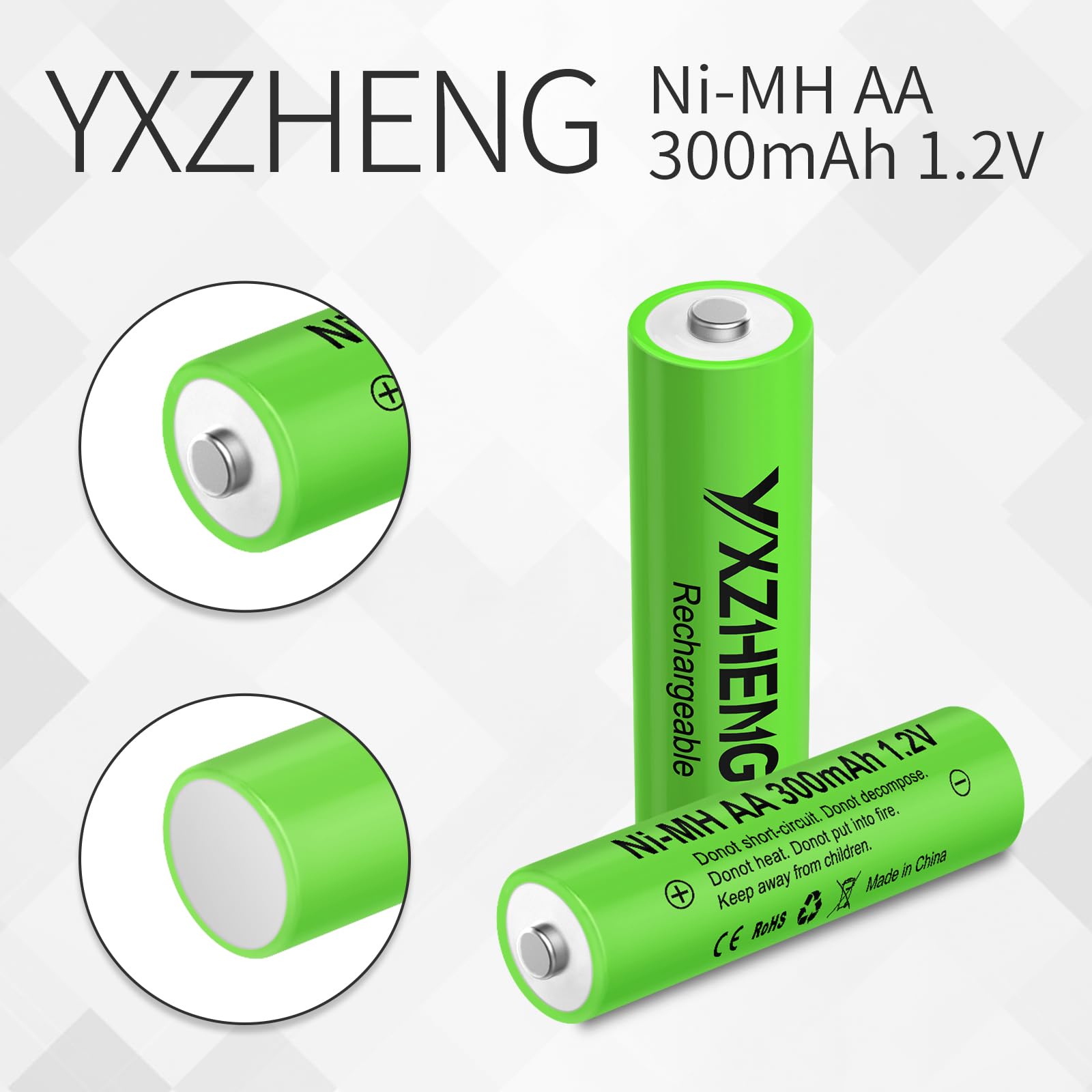 Yxzheng 8Pcs Aa Battery 1.2V Rechargeable Ni-Mh 300Mah For Outside Solar Lawn Light (8Aa)