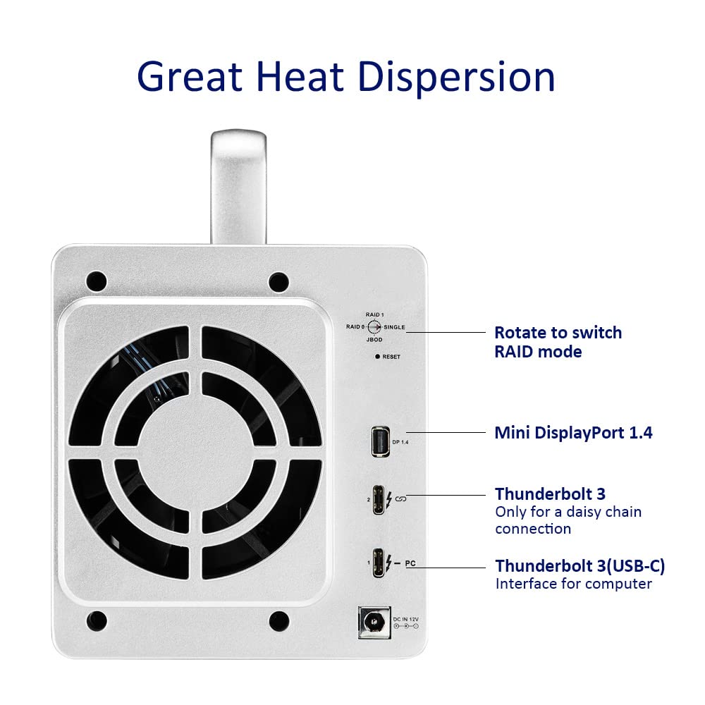 Terramaster Td2 Thunderbolt 3 Professional Grade 2 Bay External Hard Drive Enclosure Raid 0/Raid1/Jbod Hard Disk Raid Storage (D