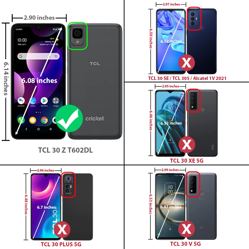 Tjs For Alcatel Tcl 30 Z T602Dl Case, Tcl 30 Le Case, With Tempered Glass Screen Protector, Dual Layer Hybrid Shockproof Drop Pr