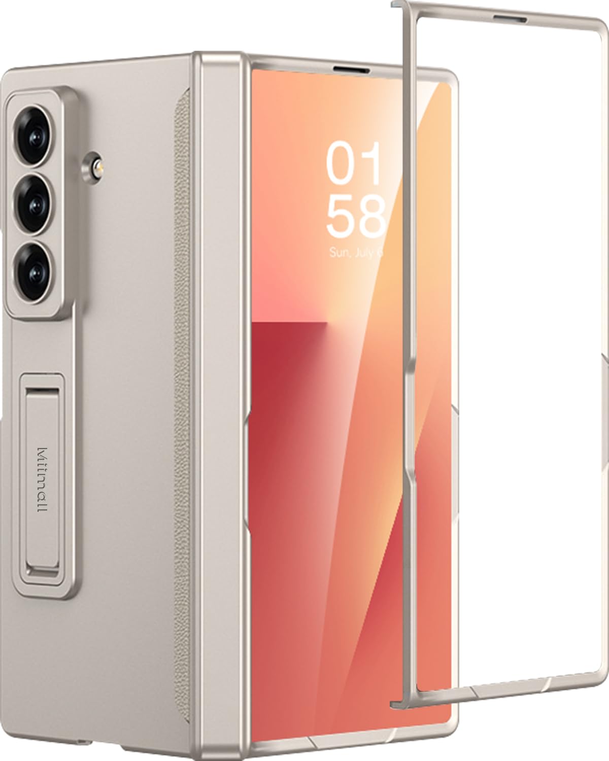 Miimall for Samsung Galaxy Z Fold 7 Case with Screen Protector, Built-in Adjustable Kickstand & Magnetic Hinge Protection All-In