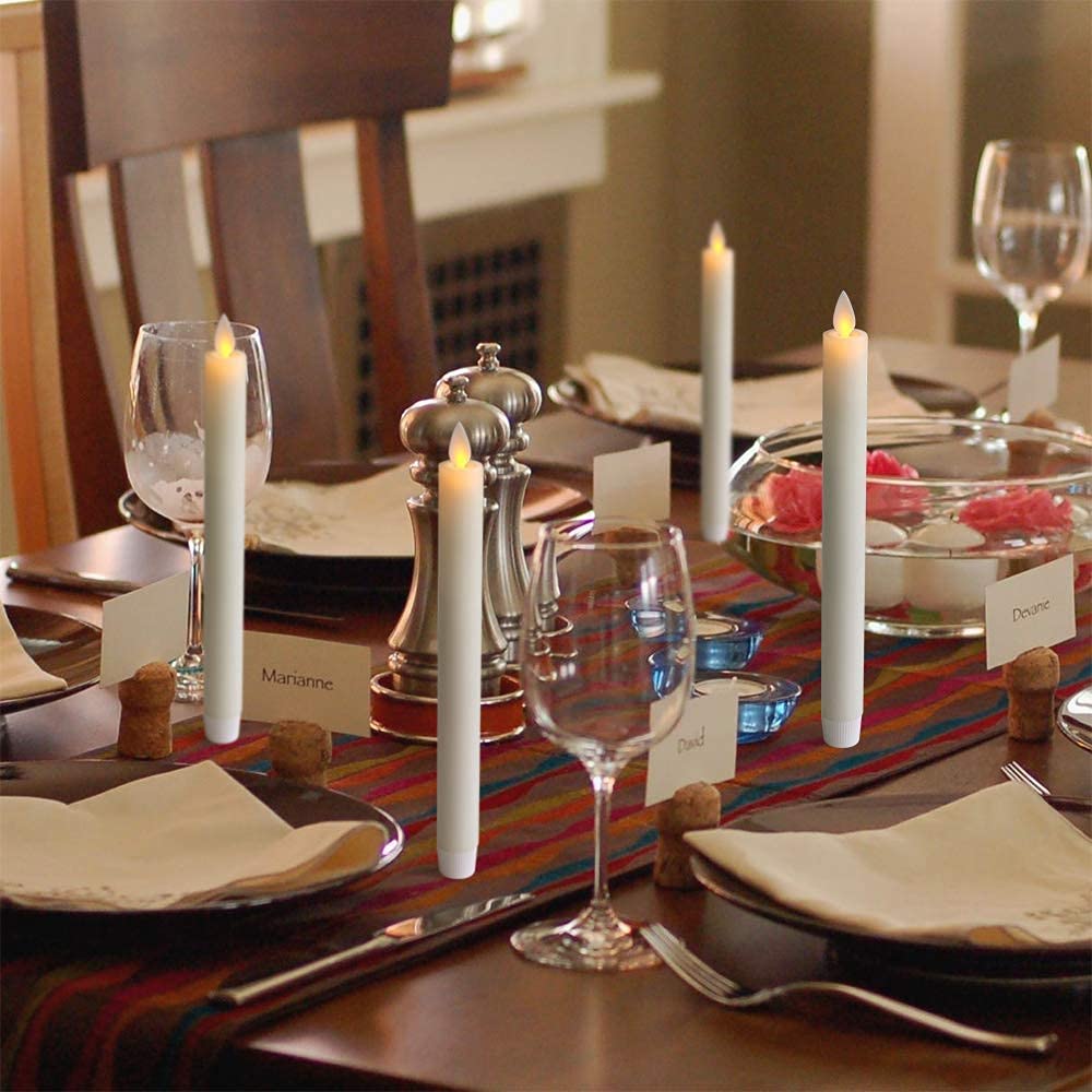 Wondise Halloween Flameless Taper Candles With Remote And Timer, Battery Operated 3D Wick Flickering With Blood Dripping Hallowe