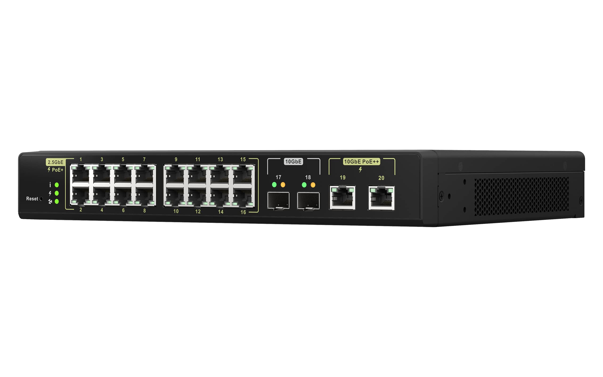 QNAP 20 Port 10GbE PoE++ and 2.5GbE PoE+ Managed Network Switch (QSW M2116P 2T2S US). Layer 2, Web Management