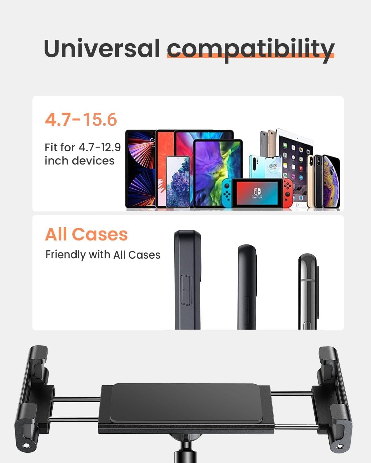 Lisen For Ipad Stand Portable Monitor Stand, Tablet Holder For Desk, Thick Case Friendly Ipad Pro Holder Fits(4.7'' 15.6'') Ipad