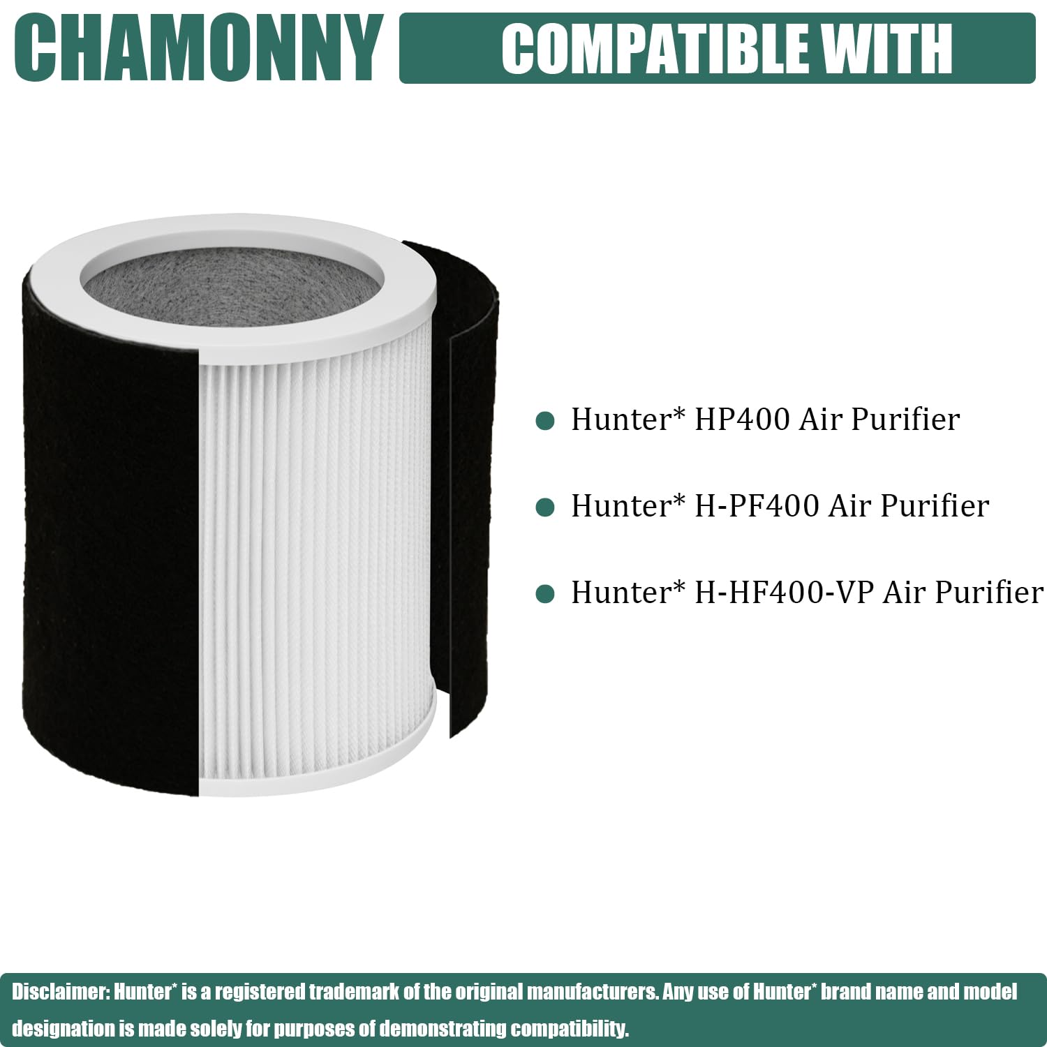 Chamonny H Hf400 Vp Filter Replacement, Compatible With Hunter H Hf400 Vp, H Pf400 And Hunter Hp400 Cylindrical Tower Air Purifi