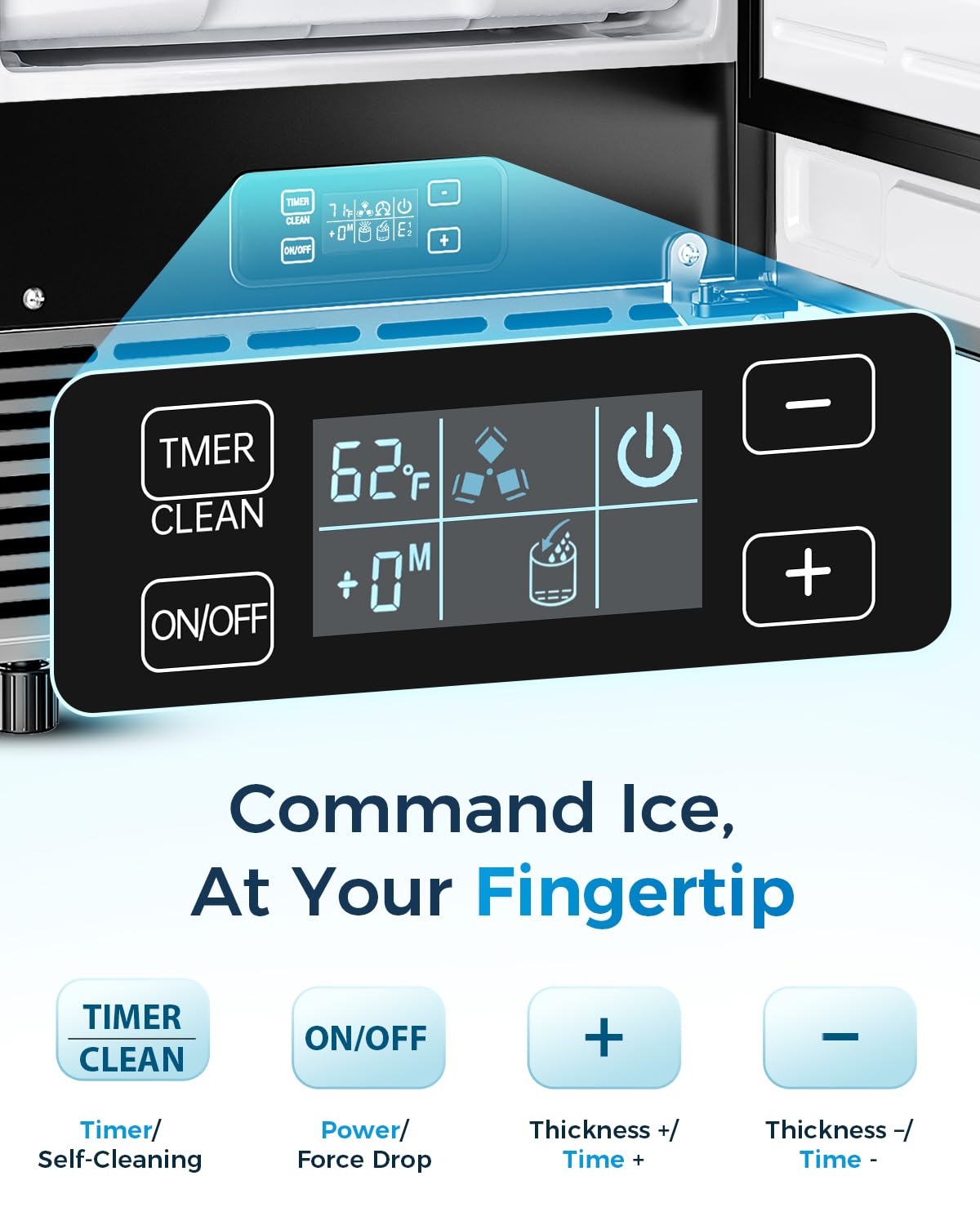 Feelfunn Commercial Ice Maker Machine - 85Lbs/Day, 24Lbs Storage, Built-In Undercounter Ice Maker With Auto-Cleaning & Timer, Fr