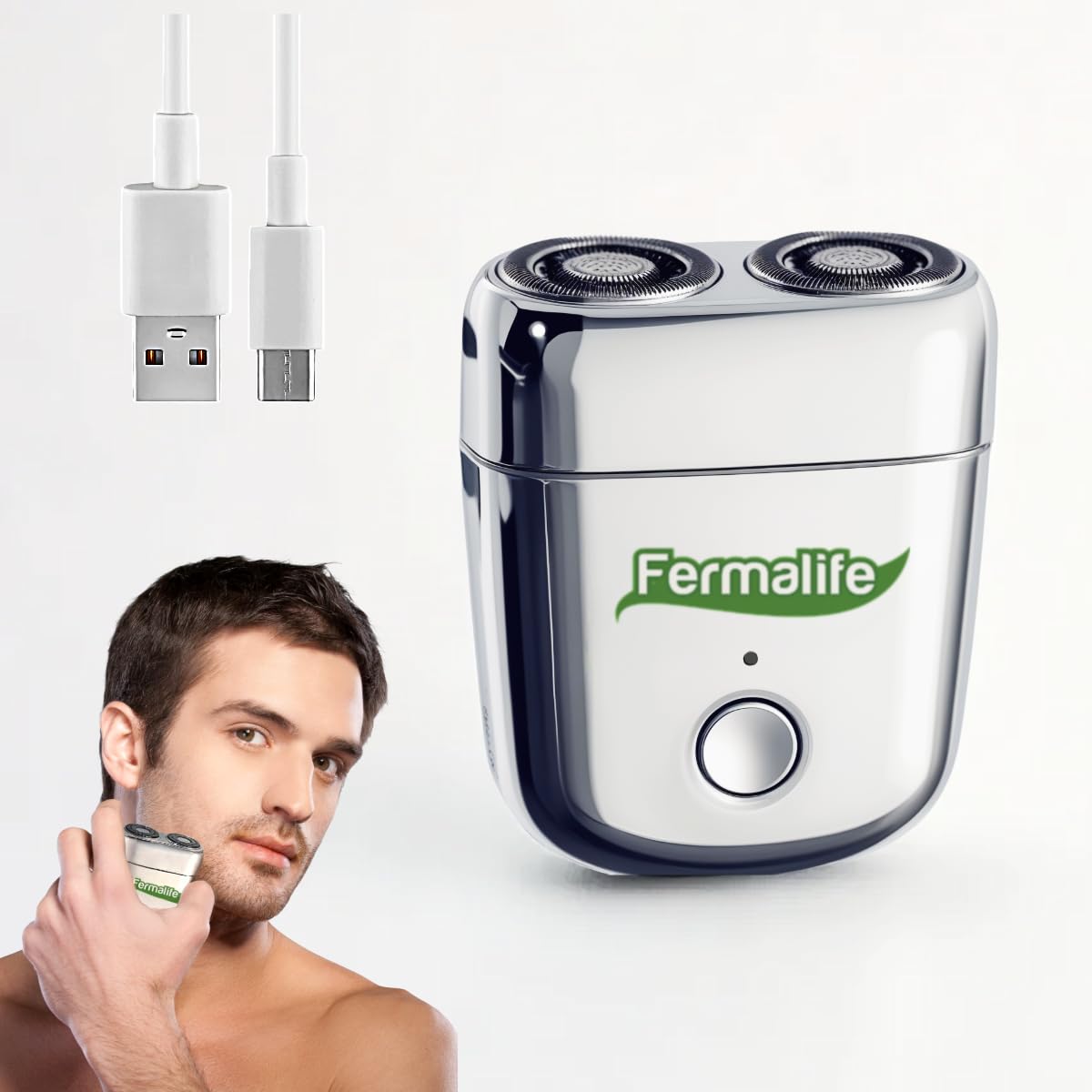 Fermalife Mini Electric Shaver, Usb C Rechargeable, Magnetic Dual Head Portable Shaver For Men, Waterproof Travel Razor, Quick W