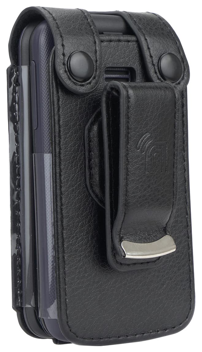 Case For Alcatel Go Flip 4 / Tcl Flip Pro/Tcl Classic Phone, Nakedcellphone [Black Vegan Leather] Form Fit Cover With [Built In