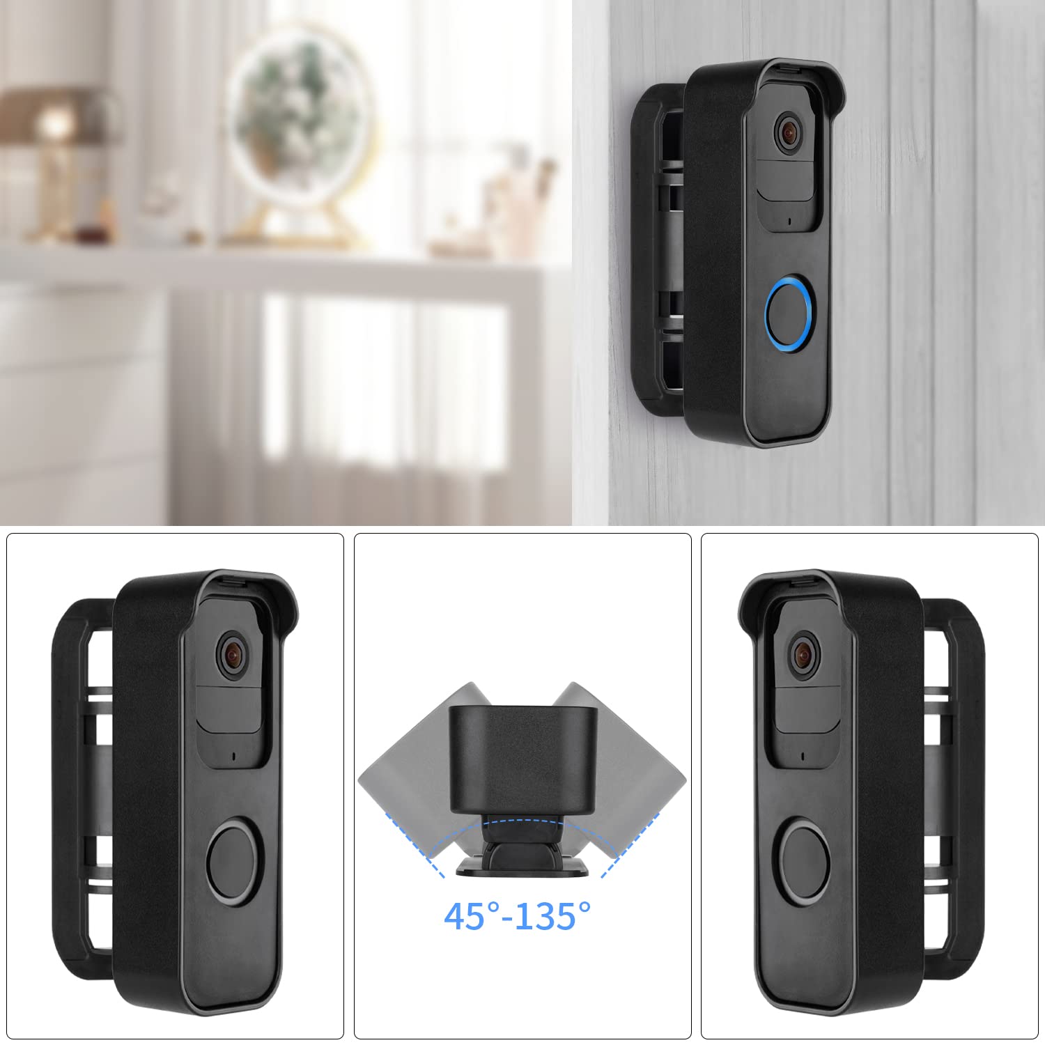 Adjustable Door Mount For Blink Video Doorbell, Adhesive Doorbell Mounting Bracket Accessories For Blink Doorbell Security Syste