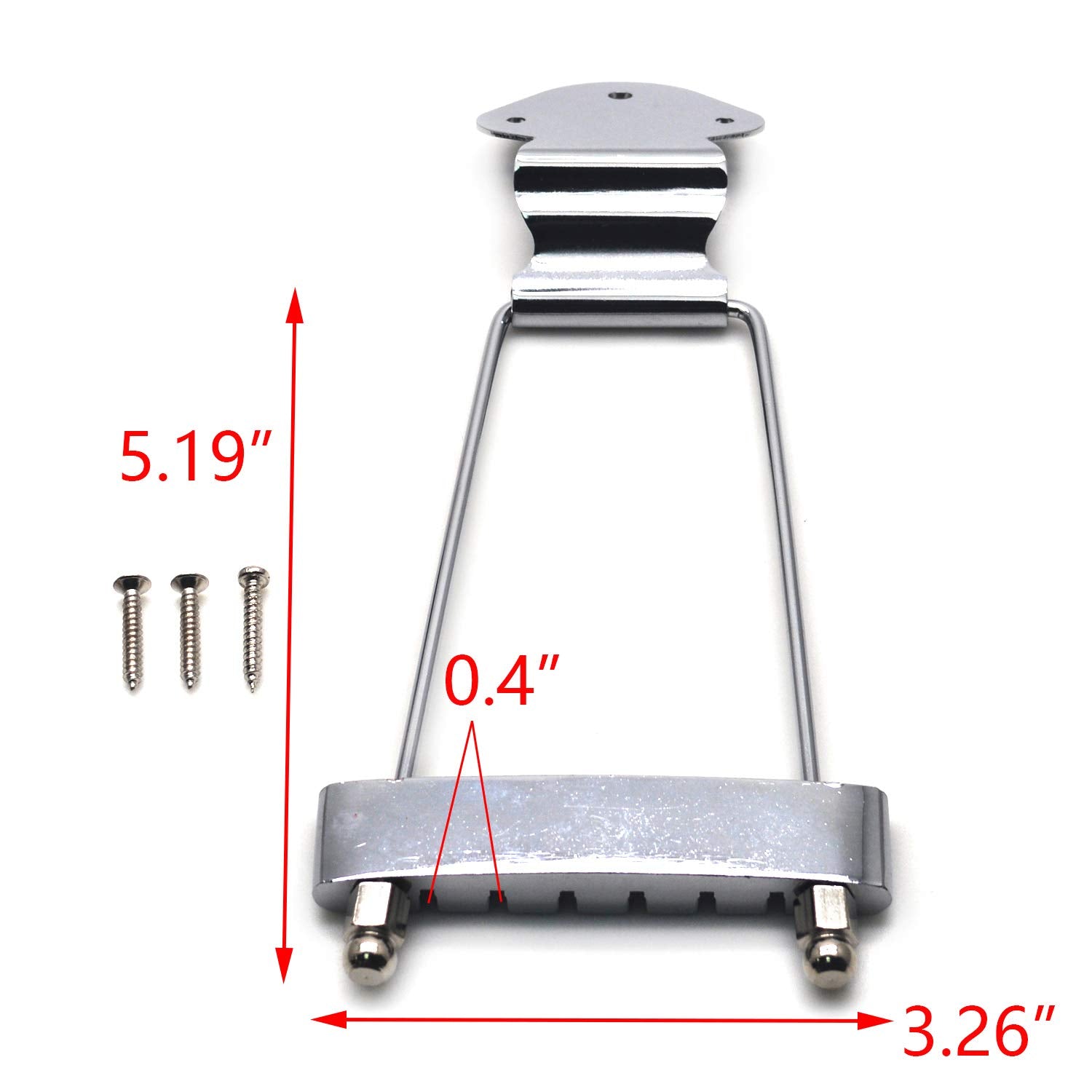 Farboat 6 String Trapeze Tailpiece Bridge Metal Replacement Accessories For Lp Jazz Archtop Guitar With Screws (Silver)