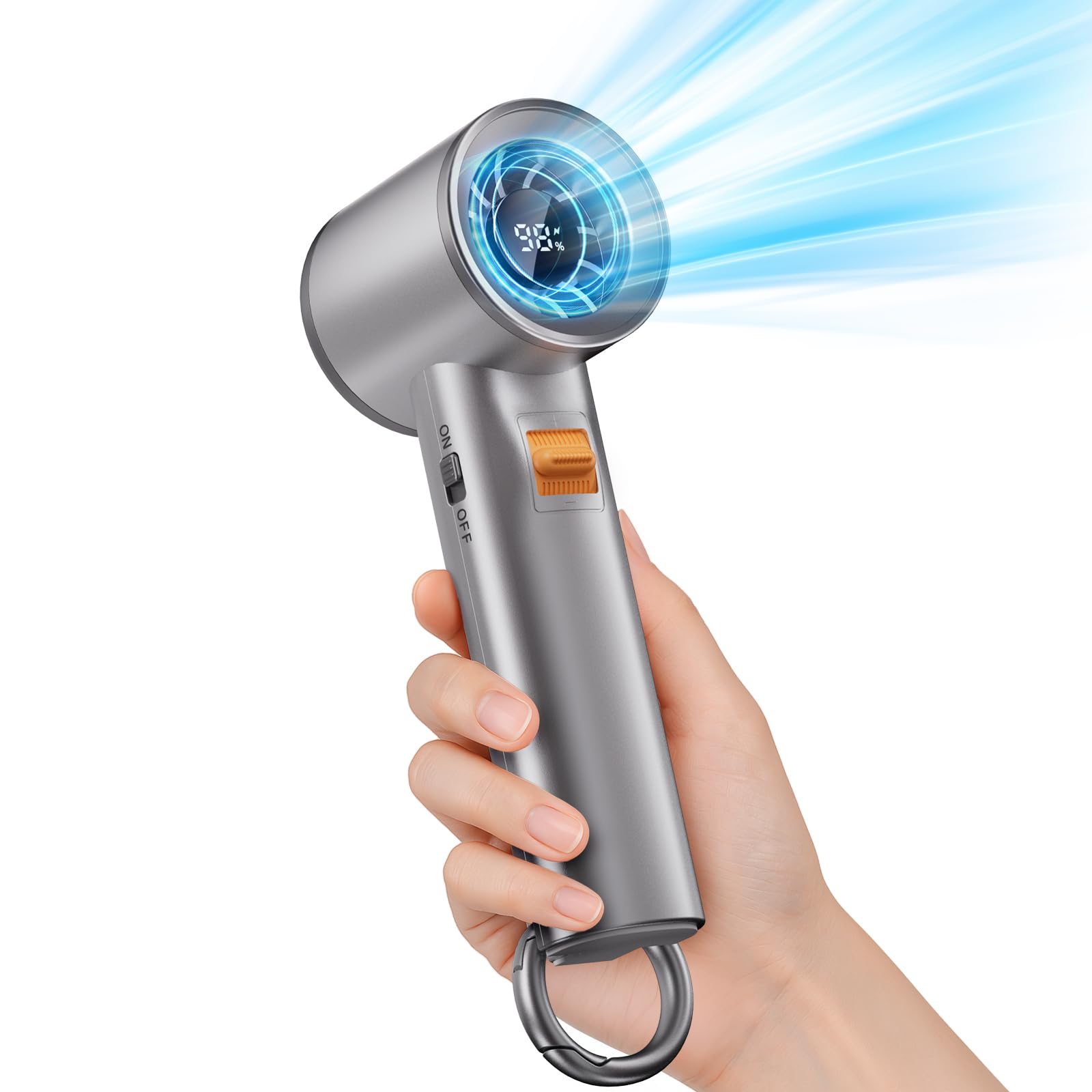 Portable Handheld Turbo Fan for Outdoor,5000mah Mini Handheld Personal Pocket Fan for Powerful Airflow Wind ,20Hrs,100 Speeds Ad