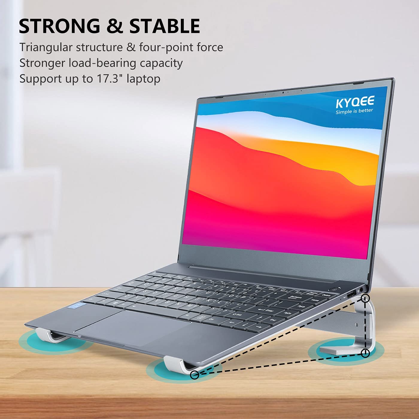 Kyqee Laptop Riser For Desk, Laptop Stand, Ergonomic Aluminum Computer Stand For Laptop, Ventilated Notebook Stand Compatible Wi