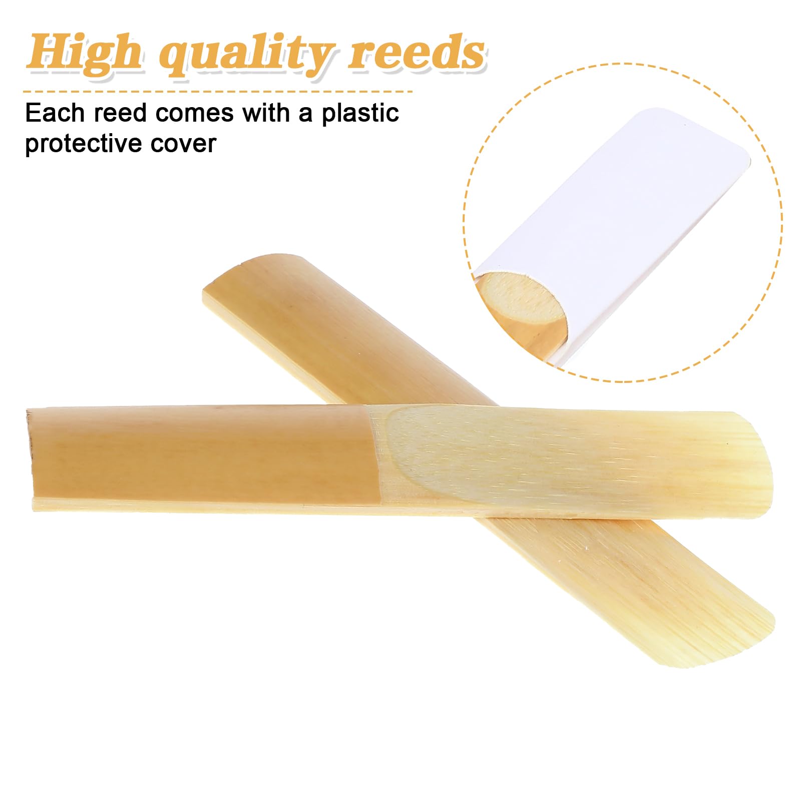 10Pcs Tenor Saxophone Reeds, Tenor Saxophone Accessories Strength 2.5 With Plastic Protective Cover, Orchestral Strings Accessor