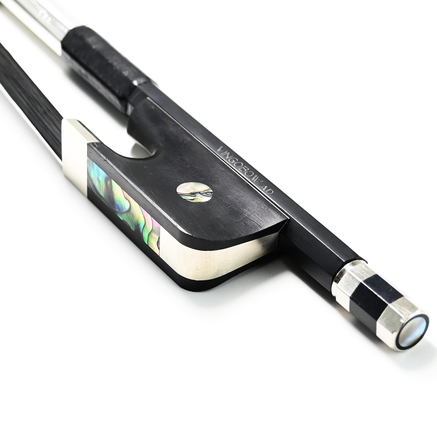 3/4 Size Carbon Fiber Upright Double Bass Bow Vingobow French Model 100Bfb 68.5 Cm For Professional Player Ebony Frog Unbleached