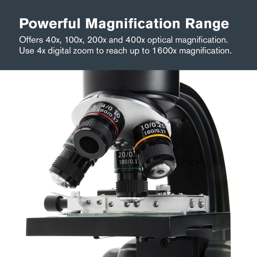 Celestron - Tetraview Lcd Digital Microscope - 4.3 Screen - 5Mp Camera - 40X-1600X Magnification - Rotating Head - Sd Card Inclu