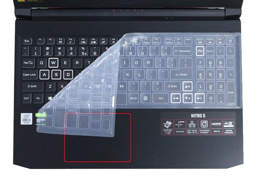 Silicone Keyboard Skin Compatible With Acer Nitro 5 An515 43/44/45/54/55 15.6'', An517 54/53/51/52 Np515 51 Nitro 7 An715 51/52