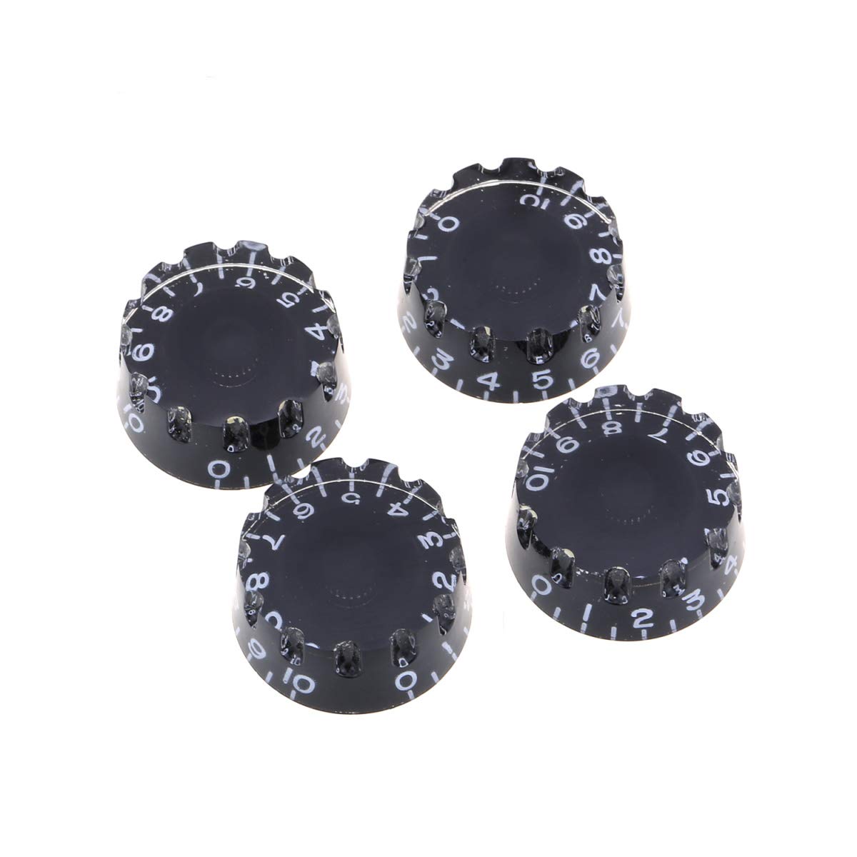 Musiclily Pro Inch Size Guitar Knurled Speed Knobs For Usa Pots Les Paul Style Electric Guitar, Black (Set Of 4)