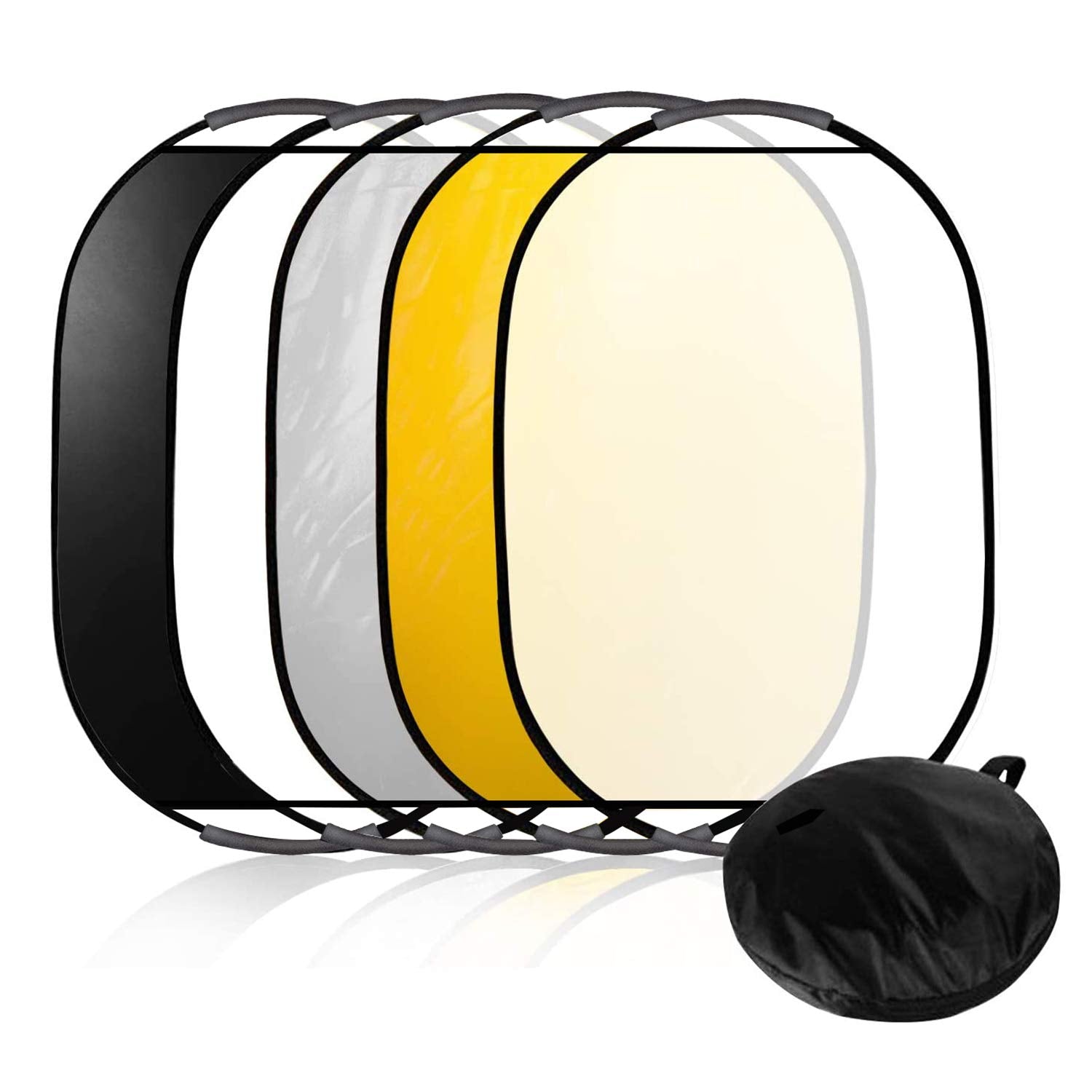 LimoStudio 24 x 36 inch Multi Color Collapsible Lighting Reflector Pop-up Disc, 5 Colors in 1 Set, Translucent, Silver, Gold, Wh