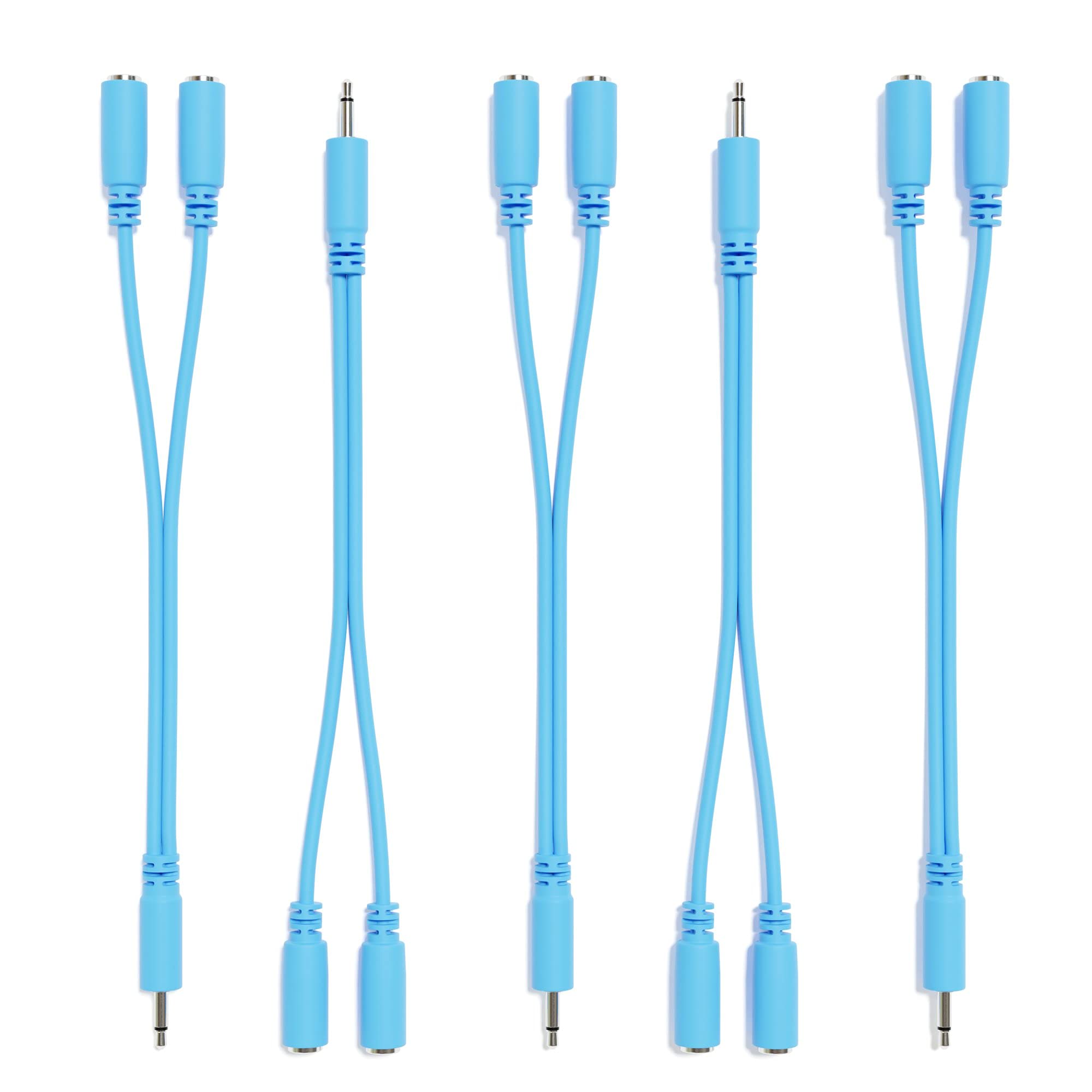 Excelvalley   5 Pack   Mono Splitter Y Patch Cables   Ts 3.5Mm 1/8'' Eurorack Synth Synthesizer [Blue]
