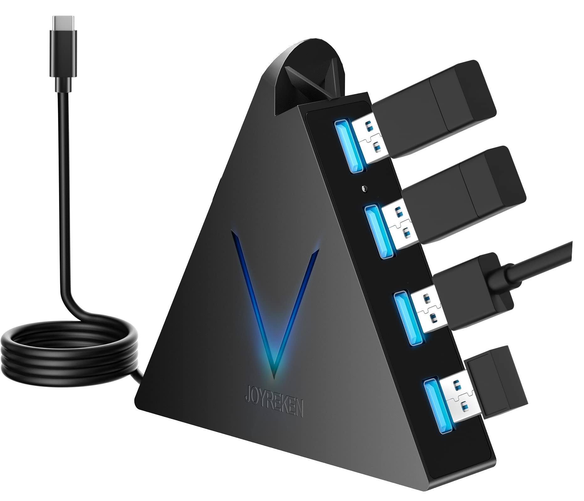 Usb C Hub 4 Ports Joyreken,Usb Hub Tower With 2 Ft Extended Cable,Type C To Usb Hub Compatible With Macbook,Mac Pro/Mini,Imac,Ga