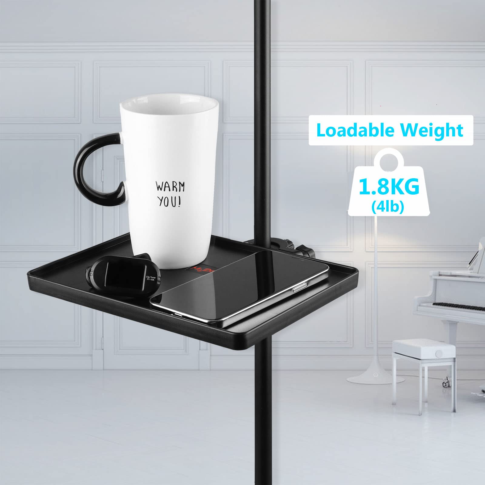 Mr.Power Microphone Stand Plastic Tray, Mic Stand Clamp On Rack Tray Holder Suitable For Most Mic Stands, For Stage, Live Stream