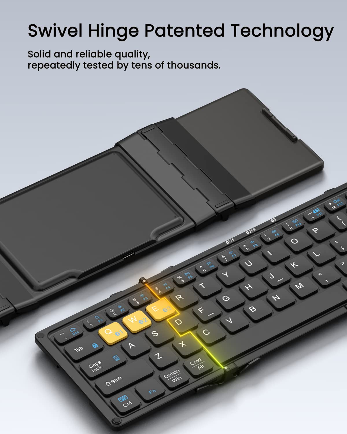 Artciety Foldable Bluetooth Keyboard, Wireless Portable Keyboard With Larger Touchpad, Pocket Sized Folding Travel Keyboard For