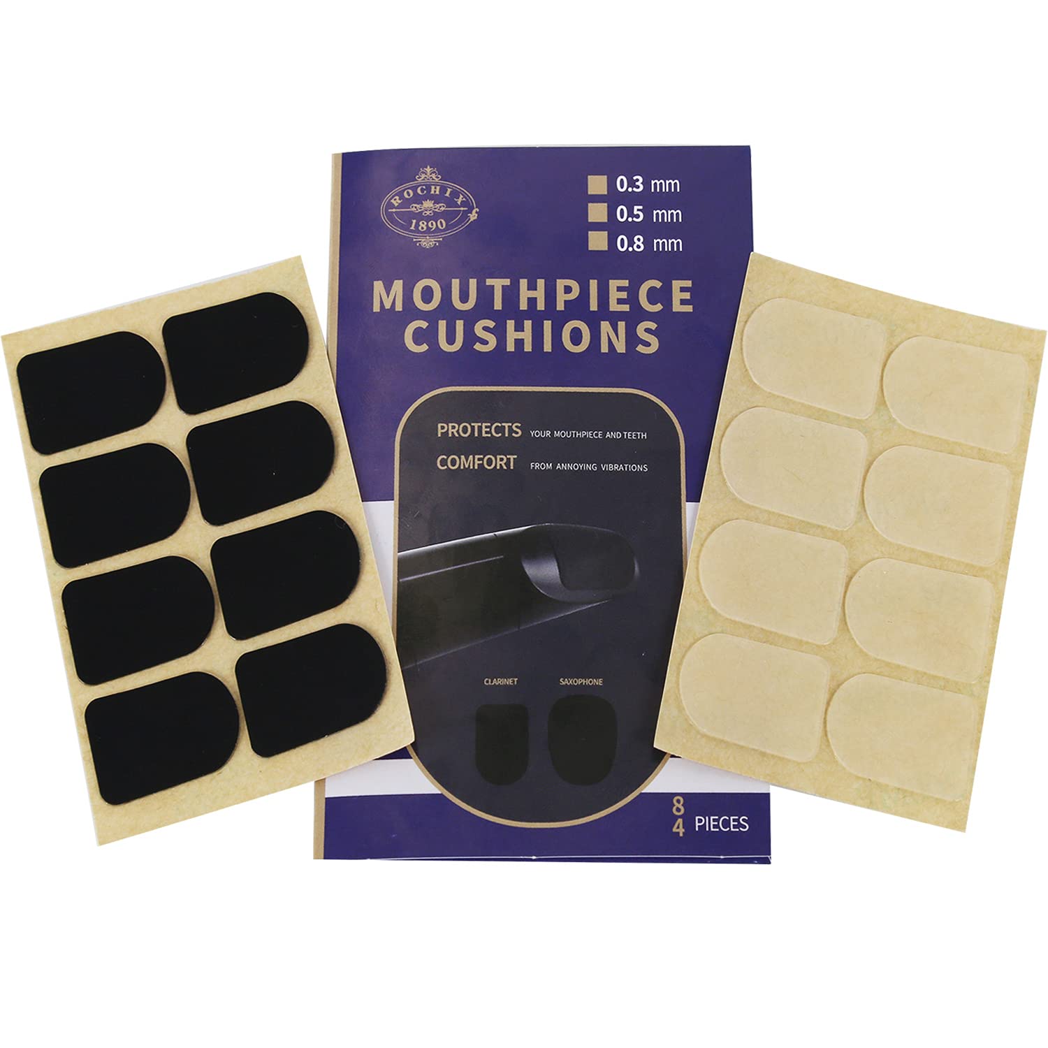 Clarinet/Soprano Saxophone Sax Mouthpiece Cushions Patches Pads,0.3Mm Black & White (16 Pcs)
