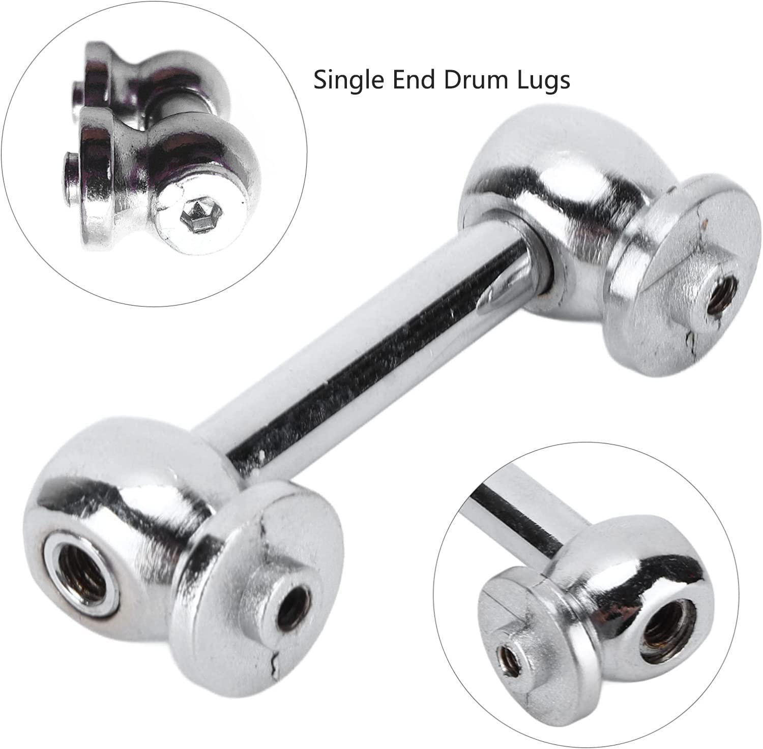 Tuoren 6Pack Silver Drum Lugs Single End Tom Snare Drum Lugs With Mounting Screws Percussion Snare Drum Parts (26Mm/1'')