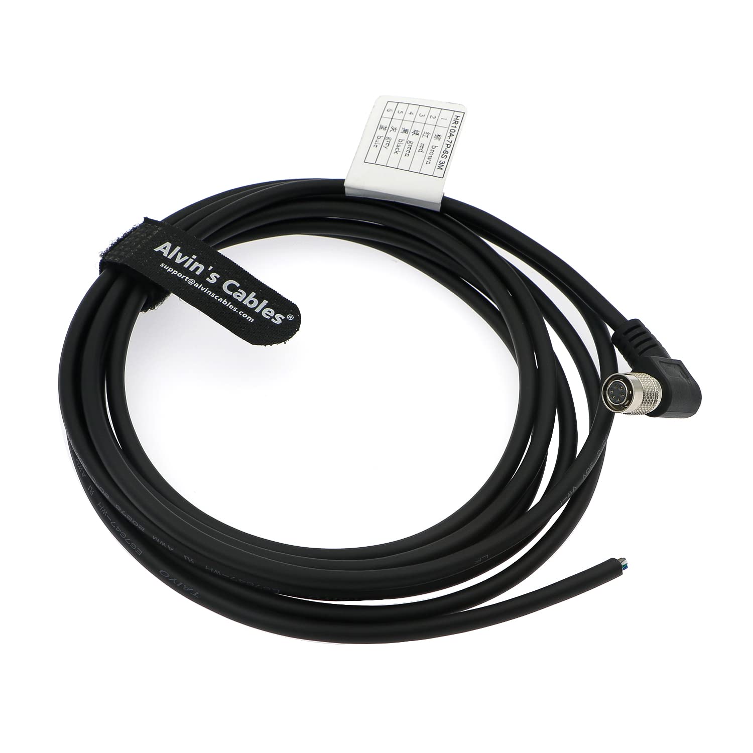 Alvin'S Cables Hirose 6 Pin Female Right Angle Twisted Power Io Trigger Cable For Basler Gige Avt Ccd Camera 3M| 9.8Ft