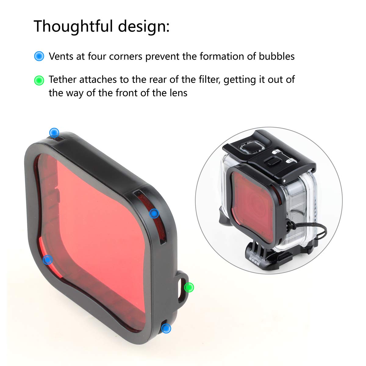 QiuNiu Underwater Camera Dive Filters for GoPro Hero 5 6 7 Black Super Suit Red Light Red Magenta