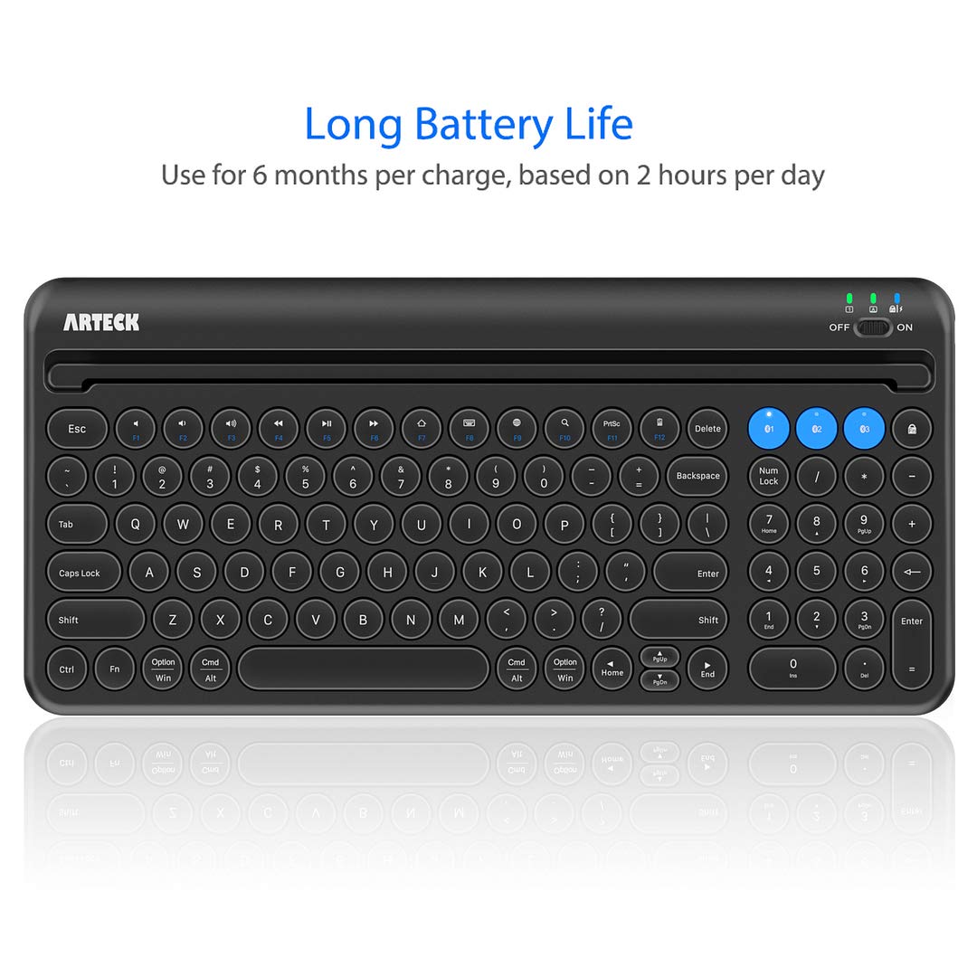 Arteck Wireless Bluetooth Keyboard For Windows, Ios, Android, Computer, Laptop, Smartphone   Multi Functional With Built In Crad