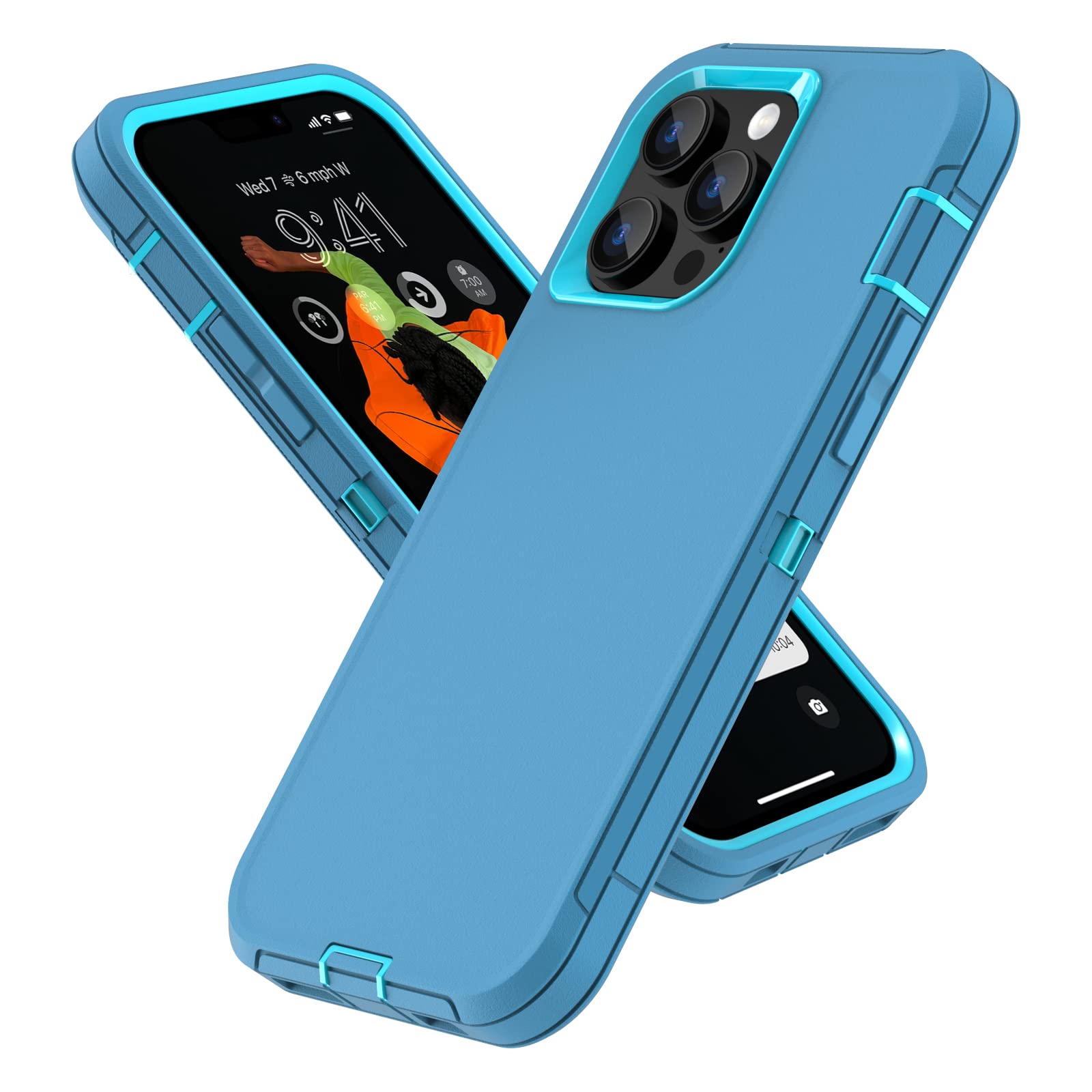 Sansunto For Iphone 13 Pro Max & Iphone 12 Pro Max Heavy Duty Shockproof Case, Full Body Protection Silicone Rubber With Hard Pc