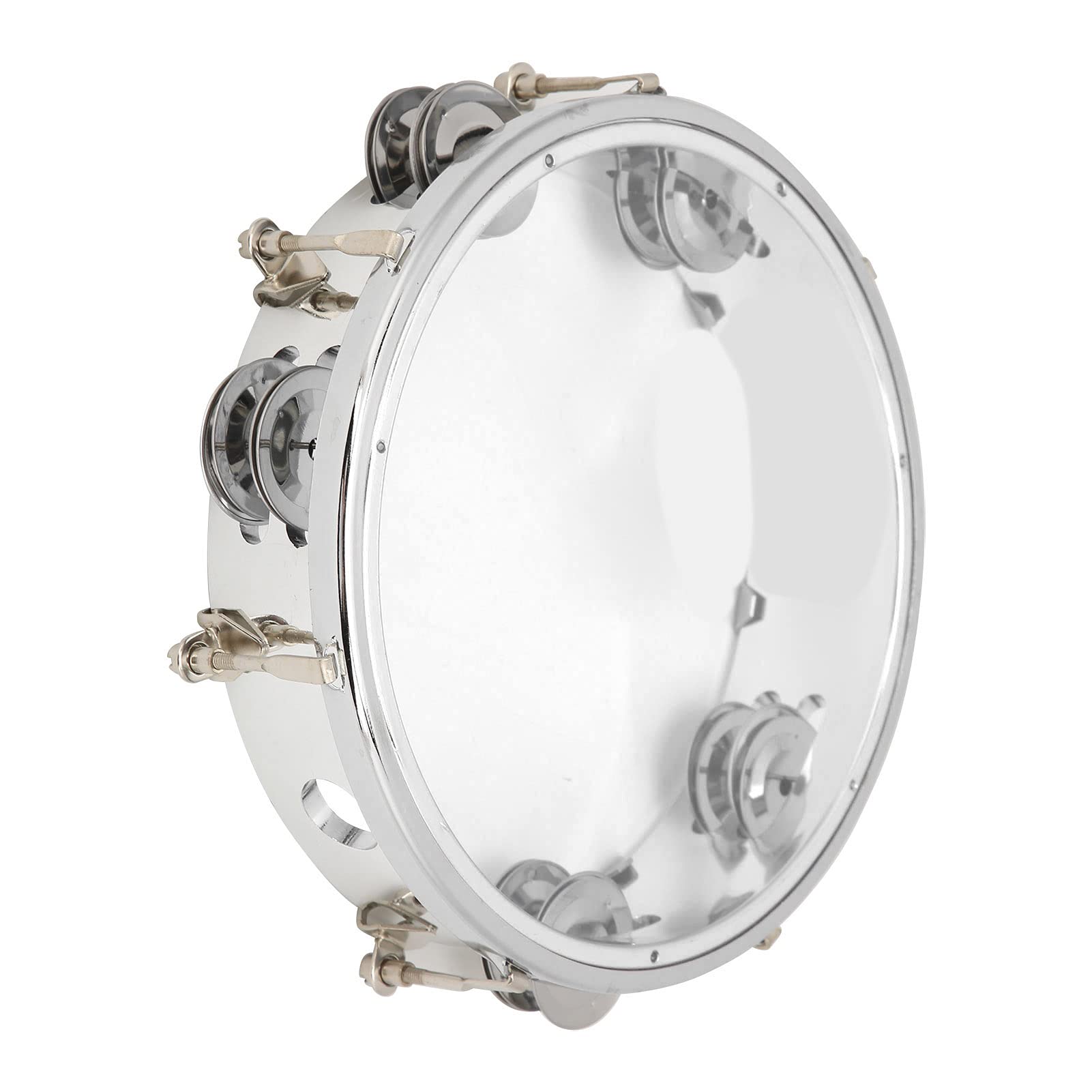 Ubervia Tambourine, Hand Drum Metal Bell Adjustable Tone No Deformed for Percussion Teaching(Transparent color)