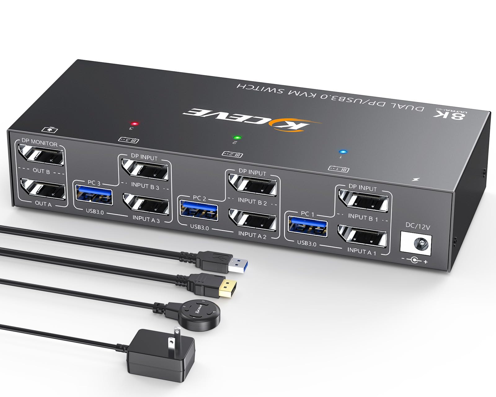 Displayport Dual Monitor Kvm Switch 2 Monitors 3 Computers 8K@60Hz 4K@144Hz,Mleeda 2 Monitors Kvm Switch With 4 Usb 3.0 Ports Fo