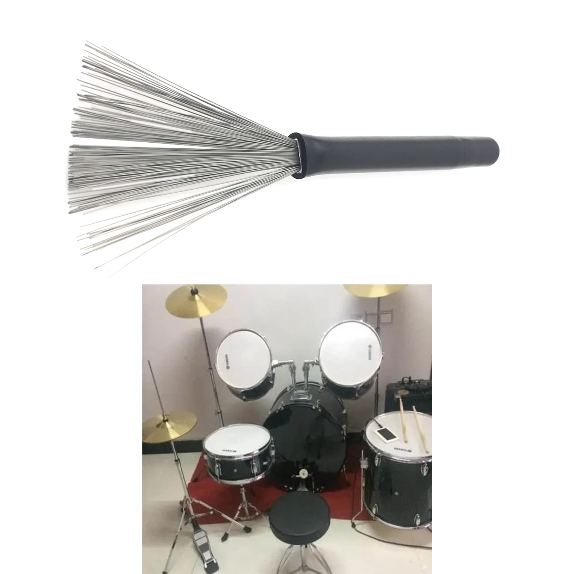 1Pair Yootones Drum Brushes Retractable Drum Wire Brushes Drum Sticks Brush Portable Drum Brushes For Rock Band, Country Music,