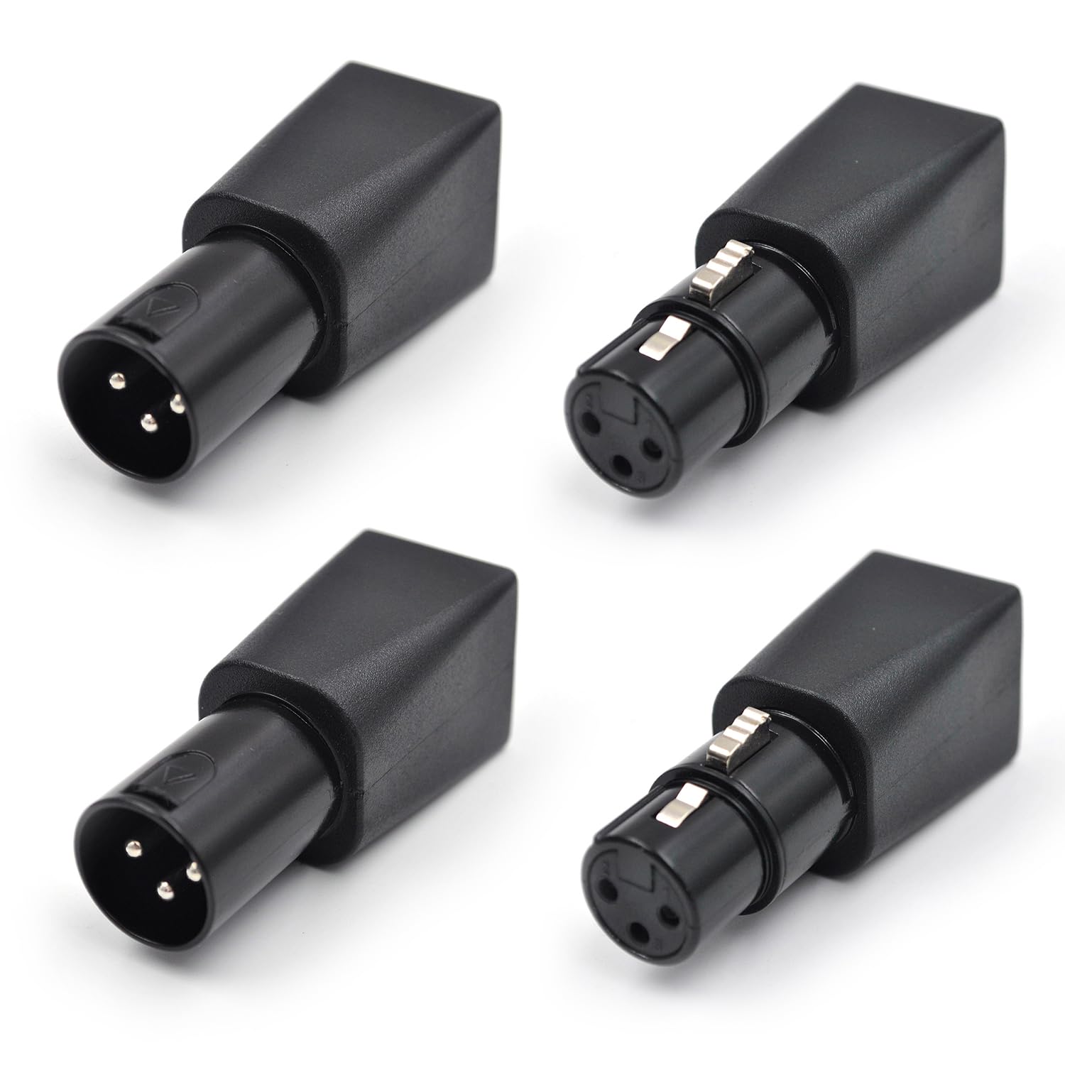 Zhupoub (4Pack) Male/Fmale 3 Pin Xlr Adapter Plug Dmx To Rj45 Connector To Ethernet, Black