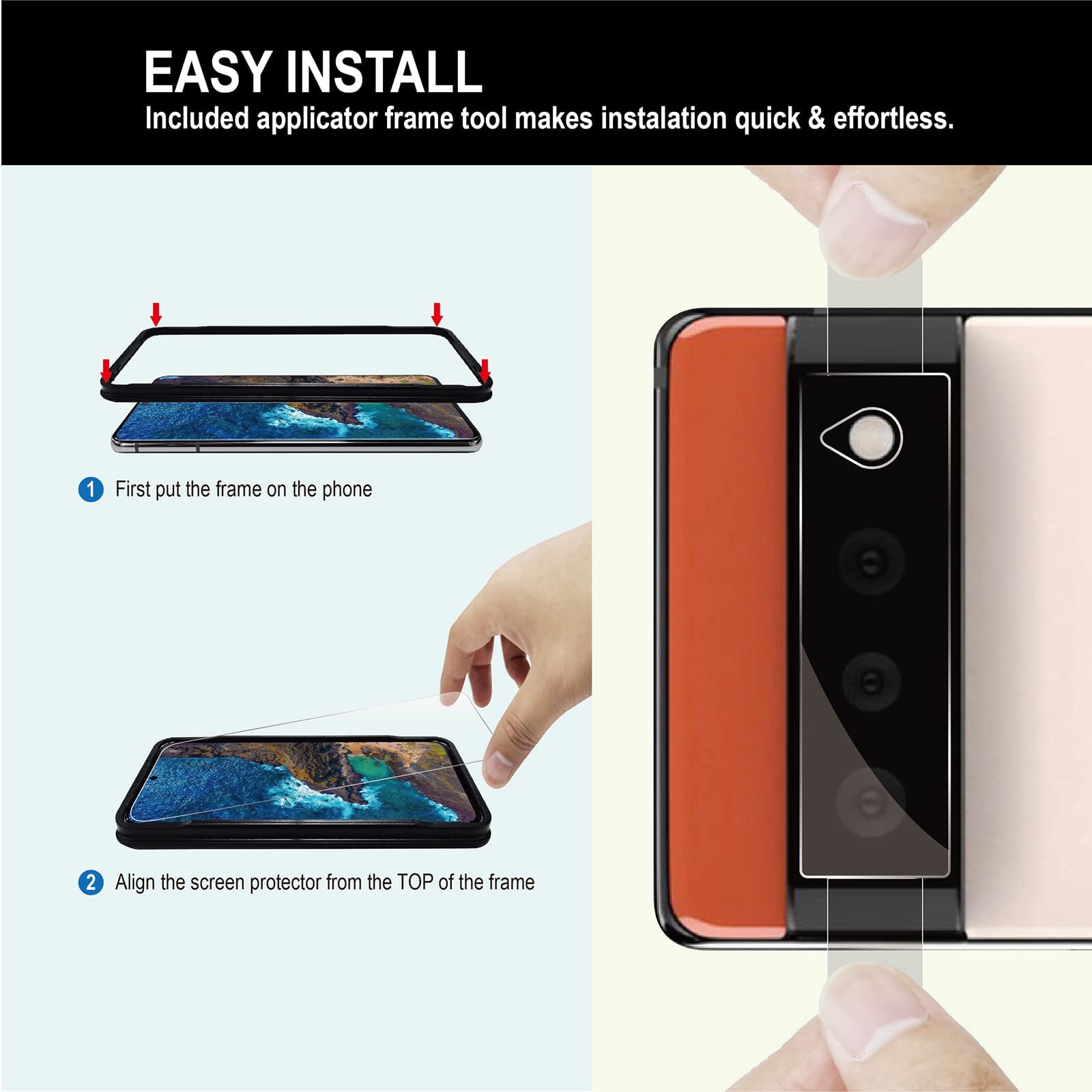 Pixel 6 Screen Protector Tempered Glass With Camera Lens Protector For Google Pixel 6 [Fingerprint Unlock][Anti Scratch][6.4 Inch][2+ 2 Pack ]