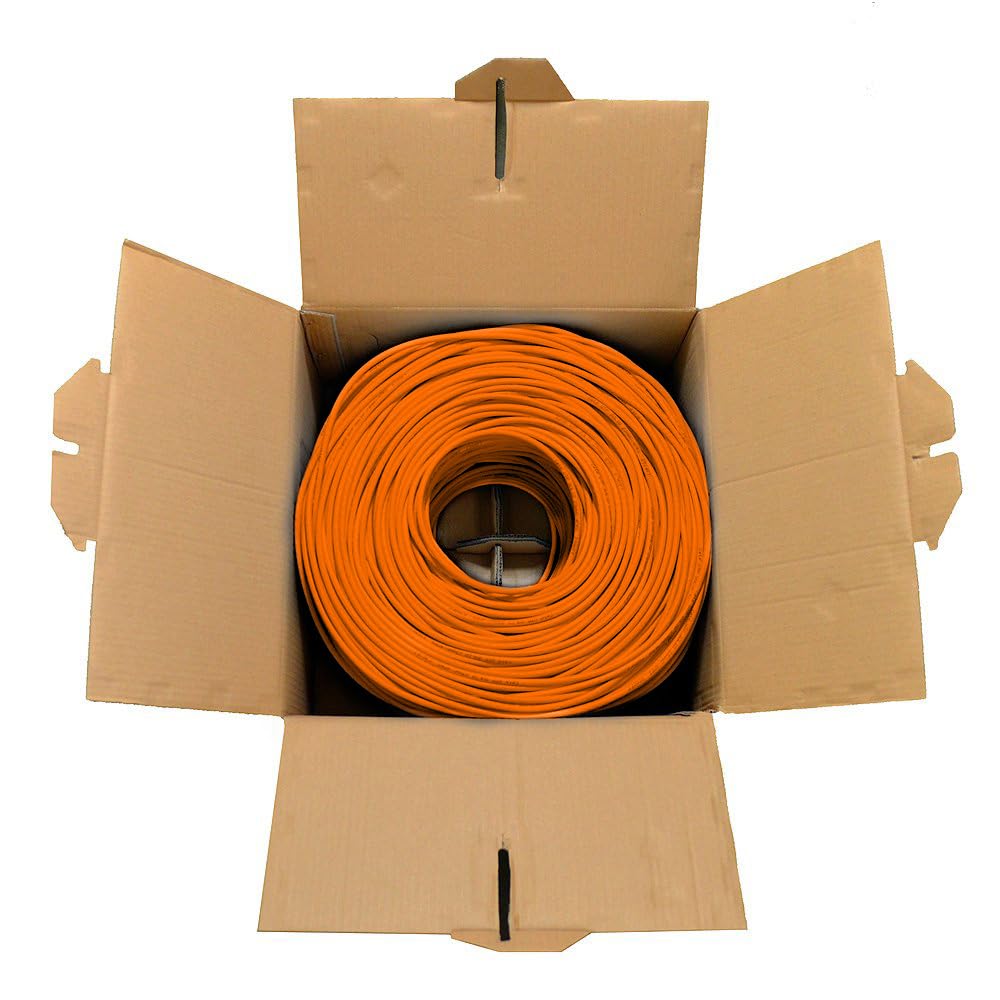 Cat6 1000Ft Solid Utp 23Awg Ethernet Cable 550Mhz Bulk Network Lan Rj45 Cca Wire 1000 Ft Pull Box Cat 6 (Orange)