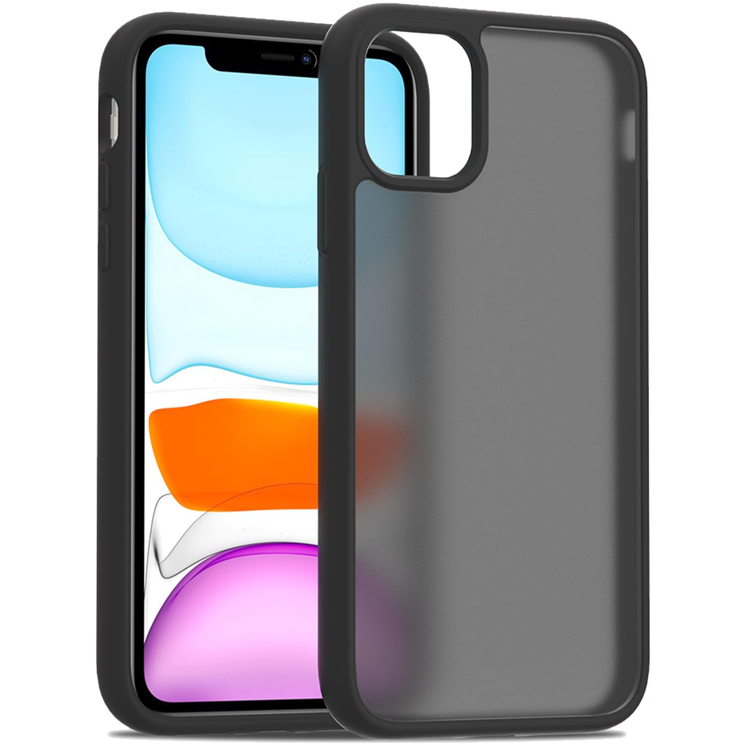 Tenoc Phone Case Compatible With Iphone 11, Black Case Translucent Protective Bumper Matte Hard Back Cover For 6.1 Inch