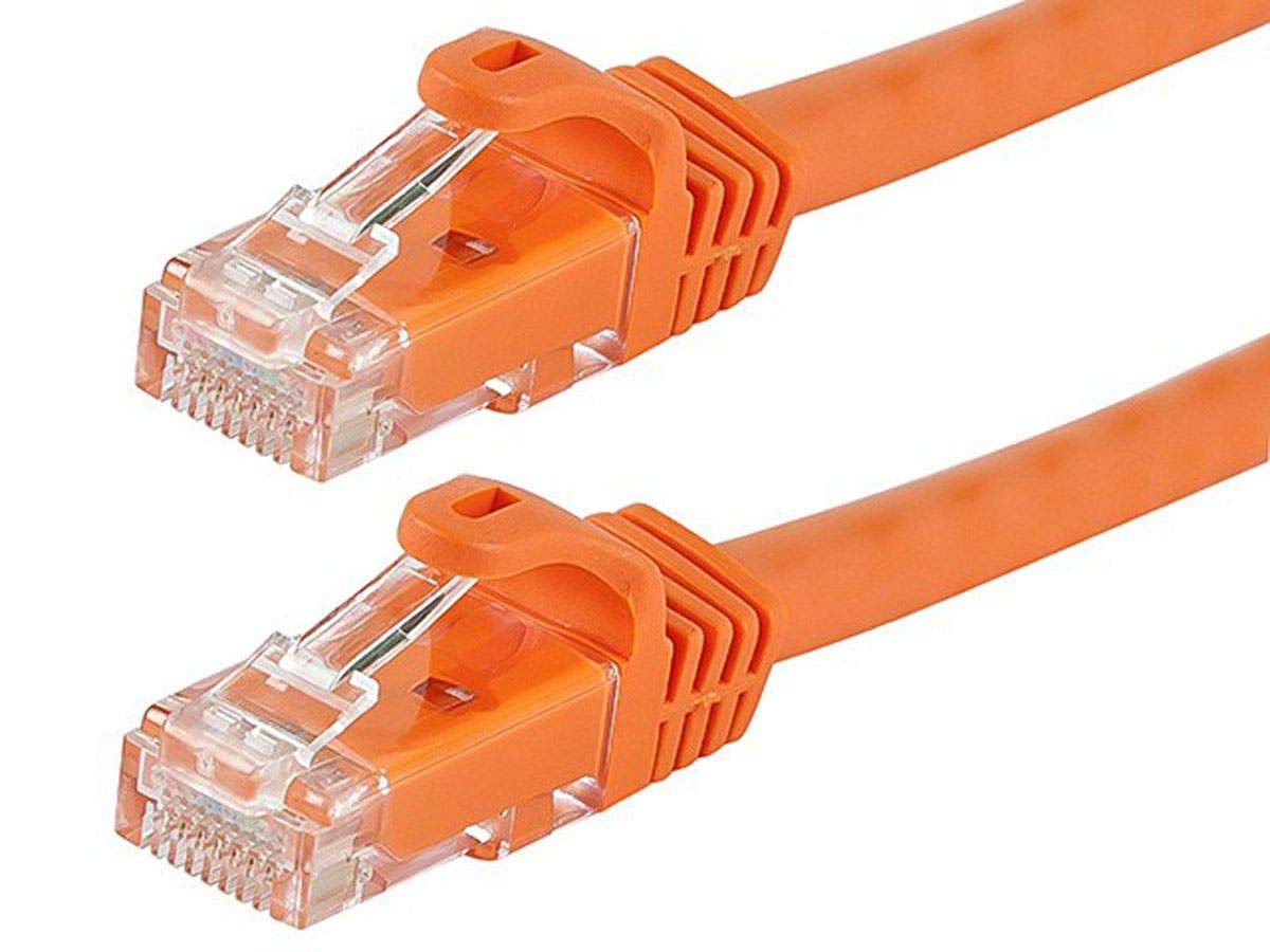 Monoprice Cat6 Ethernet Patch Cable   Rj45, Stranded, 550Mhz, Utp, Pure Bare Copper Wire, 24Awg, 0.5 Feet, Orange   Flexboot Ser