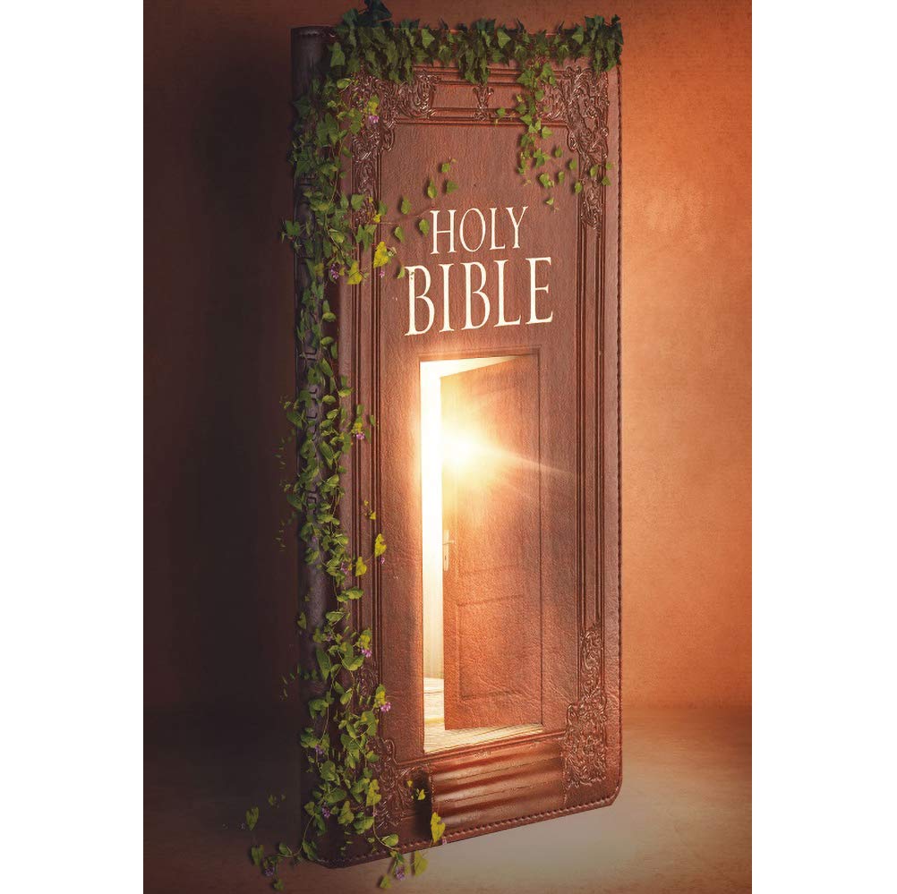 Renaiss 6X8Ft Holy Bible Backdrop For Photoshoot Kids Christ Portrait Scripture Holy Light Door To Heaven Photography Background