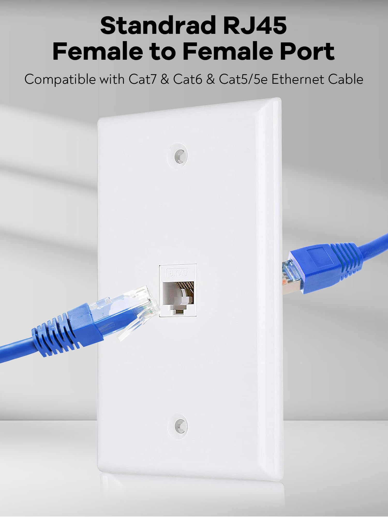 Bnpuhiu Ethernet Wall Plate   2 Pack 1 Port Cat6 Keystone Female To Female White, Rj45 Keystone Wall Coupler Jack Plate For Ethe