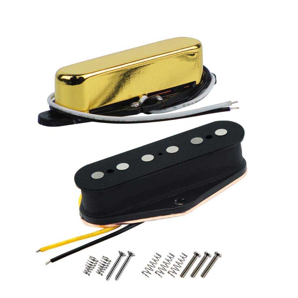 FLEOR Alnico 5 Guitar Pickups - TL Bridge & Neck (Golden) for TL Style Guitar