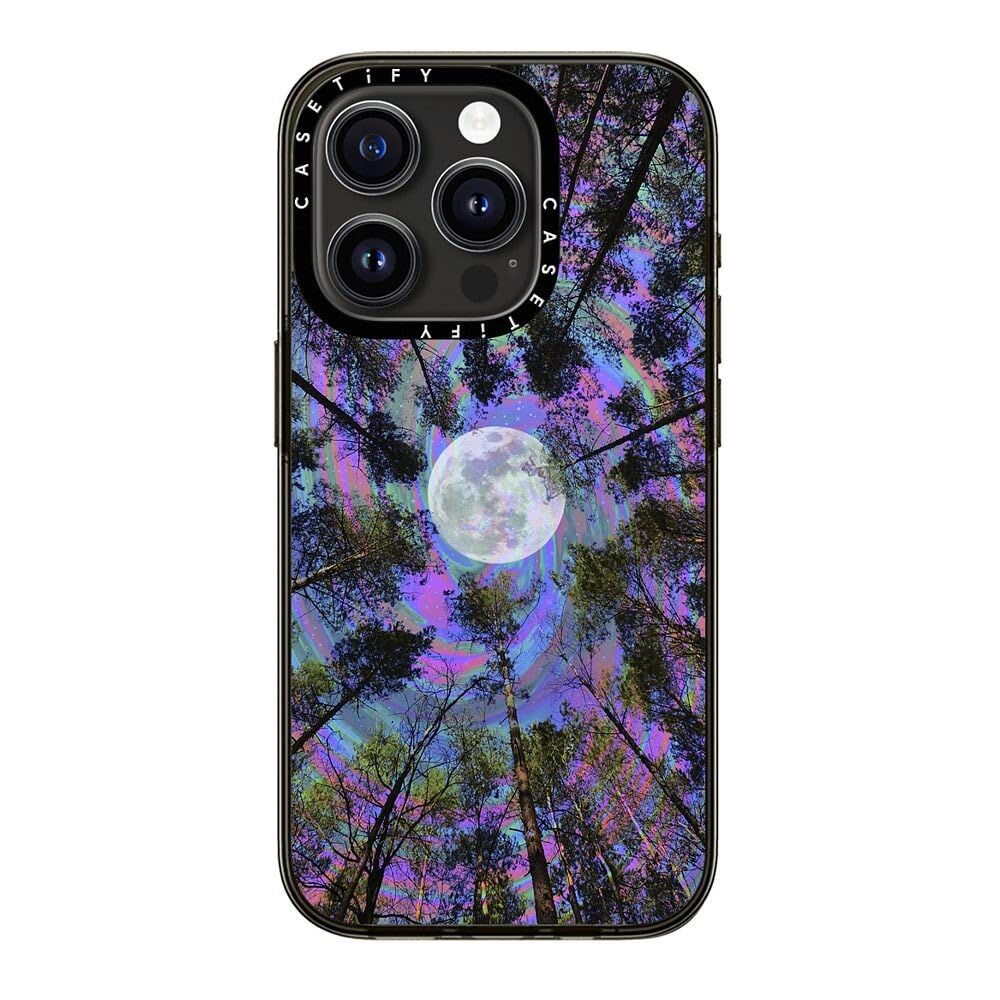 Casetify Compact Iphone 15 Pro Case [2X Military Grade Drop Tested / 4Ft Drop Protection]   Moon Swirl   Clear Black