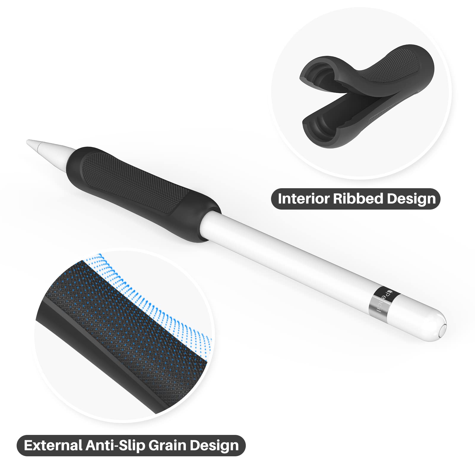 Niutrendz 3 Pack Silicone Grip For Apple Pencil 1St Generation Accessories Ergonomic Design Sleeve Protective Case Cover Holder
