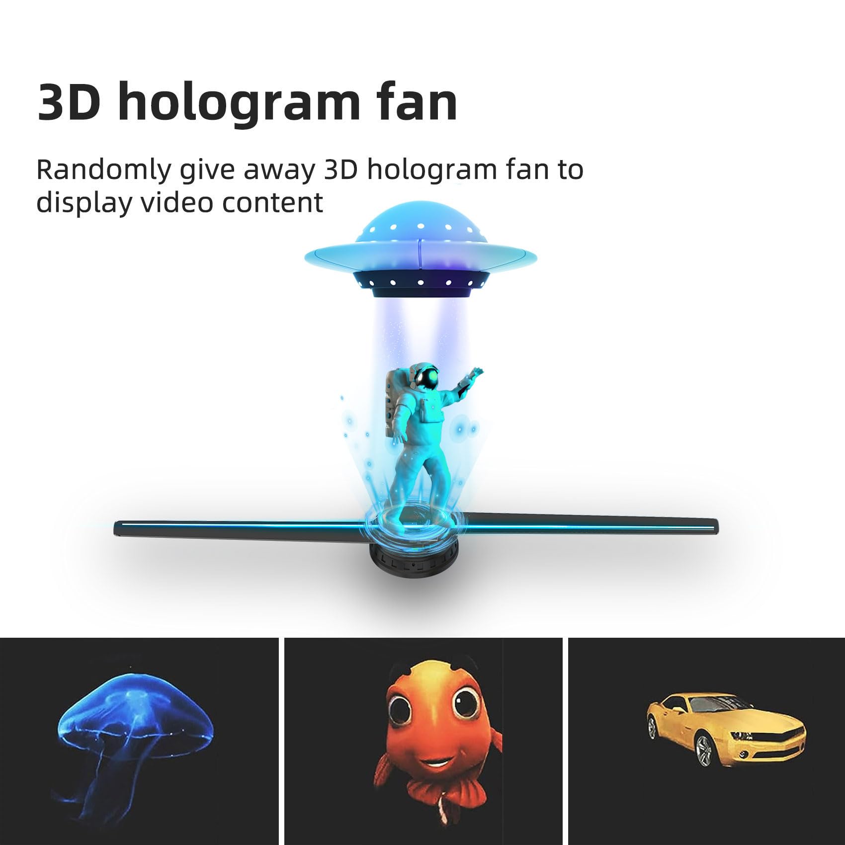 3D Hologram Fan, 19.7 Inch Hologram Fan Display Projector With Wifi+Bluetooth+Remote, 3D Hologram Hd Led With 700 Video, Hologra