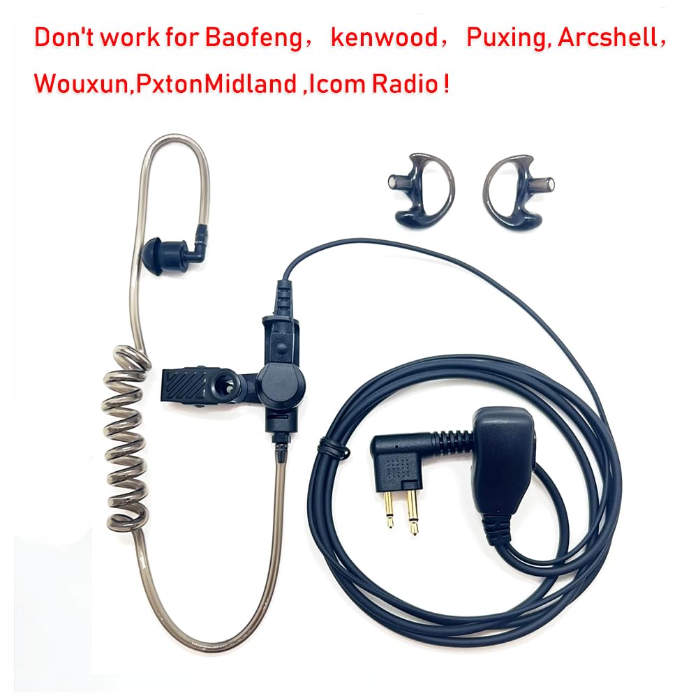 Walkie Talkies Earpieces With Mic 2 Pin Covert Air Acoustic Tube Headset For Motorola Walkie Talkie Rdm2070D Cp200 Cp200D Bpr40