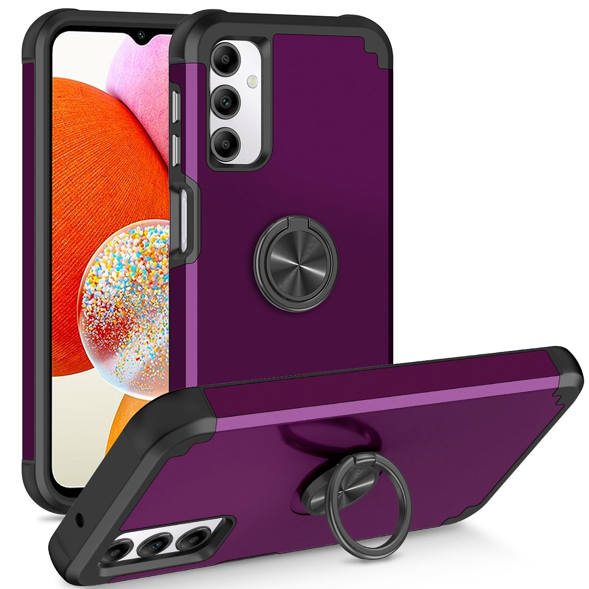 Hekodonk For Galaxy A14 5G Case,With 360Rotatable Ring Holder[Support Magnetic Car Mount] Full Body Hybrid Hard Pc Soft Rubber S