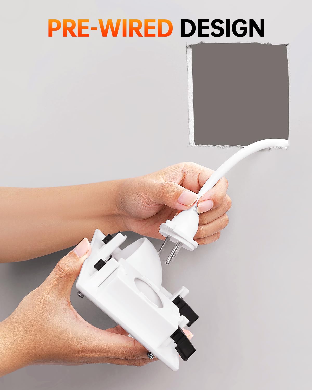 Elecpow White In Wall Cable Management Kit For Wall Mounted Tv  Recessed Pro Power Installation Kit   Single Ac Outlet Cord Hide