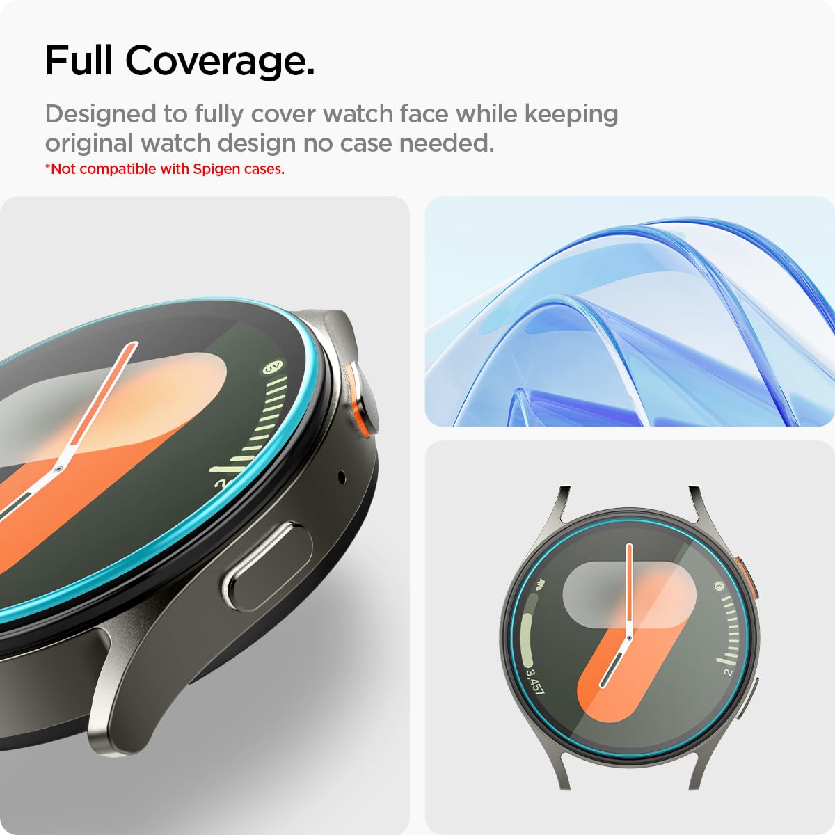Spigen Tempered Glass Screen Protector [Glastr Ez Fit] Designed For Galaxy Watch 7 (40Mm)   2 Pack
